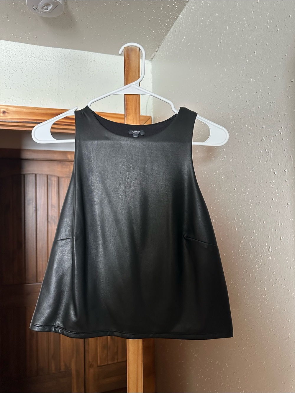 Express Black Faux Leather Tank Top